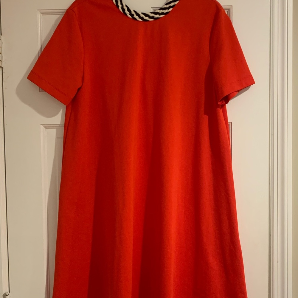 Zara Red Orange Dress with Black and White Tie